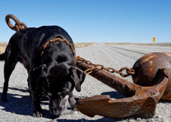 M0301004_Heartbreaking Rescue Mother Dog Puppy Found Chained to Massive Anchor on Lonely Highway_part2