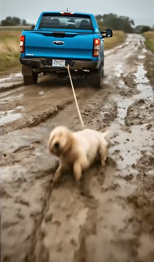 M3012008 The helpless golden was being dragged… until the brave dog rescued him