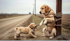 27/01/4 A miracle happened! A touching story of how a small golden retriever desperately pleaded for help and saved a larger golden retriever.