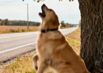 M2801001_An Incredible Moment A Golden Retriever Stops a Car for Help_part2