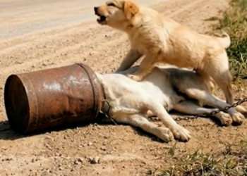 M3001008_Chained Mother Dog Trapped in a Can — A Puppy’s Brave Act meow lover