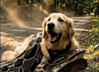 M0601004_dog almost died being wrapped in snake. Luckily good man came to help him._part2