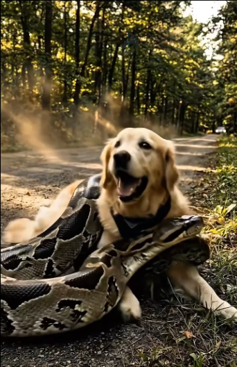 M0601004_dog almost died being wrapped in snake. Luckily good man came to help him._part2