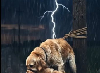 M0601009_Tied to Pole, Dog Thought No One Was Coming#SheStoppedInTheRain #DogRescue #GoldenRetriever #KindnessInTheRain #BeKindA