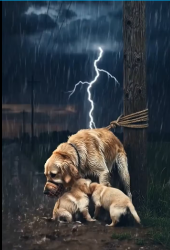 M0601009_Tied to Pole, Dog Thought No One Was Coming#SheStoppedInTheRain #DogRescue #GoldenRetriever #KindnessInTheRain #BeKindA